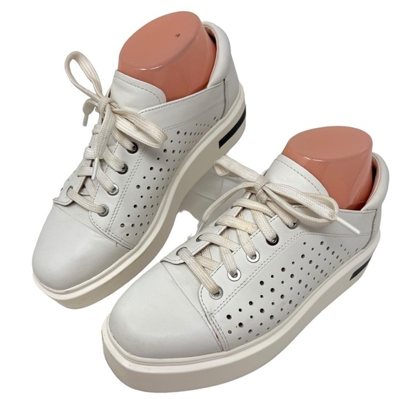 Linea Paolo Kendra White Perforated Leather Square Toe Platform Sneaker Size 7.5 - Picture 3 of 10